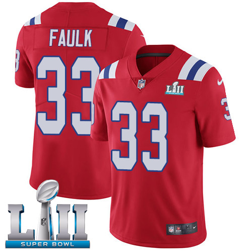 Nike Patriots #33 Kevin Faulk Red Alternate Super Bowl LII Men's Stitched NFL Vapor Untouchable Limited Jersey